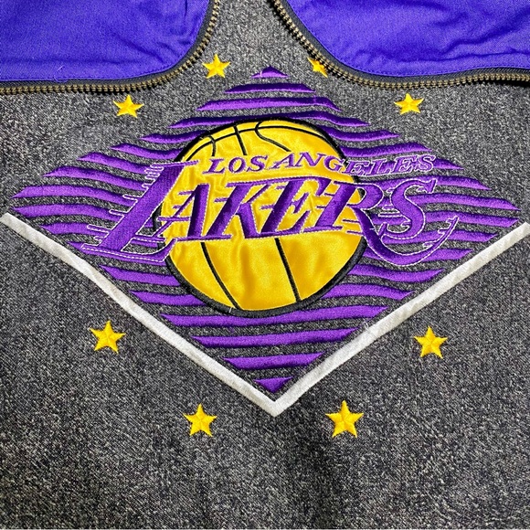 LA Lakers 90s STARTER puffer jacket Mens XL NBA vintage rare zipper hood - Picture 6 of 8